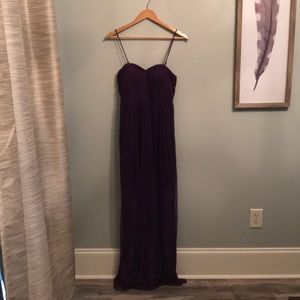 Size S: Purple lace maxi gown.